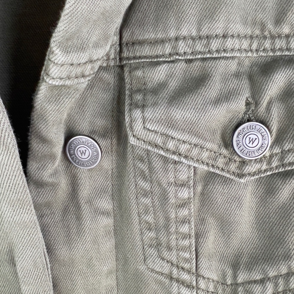 Wishlist Olive Green Denim Jacket Womens Small Utility Trucker Twill Cotton - Picture 4 of 11